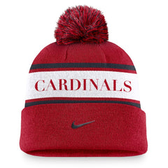 St. Louis Cardinals Nike Team Stripe Peak Cuffed Knit Hat with Pom On Sale