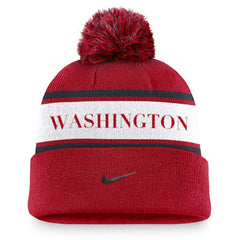 Washington Nationals Nike Team Stripe Peak Cuffed Knit Hat with Pom for sale