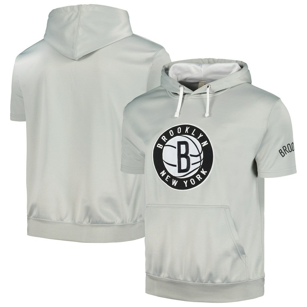 Fanatics - Brooklyn Nets Short Sleeve Pullover Hoodie - Silver/White