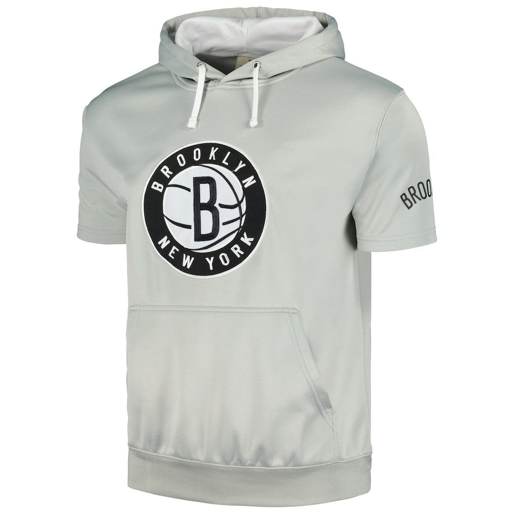 Fanatics - Brooklyn Nets Short Sleeve Pullover Hoodie - Silver/White