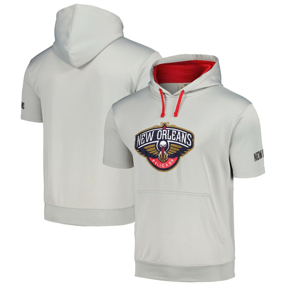 Fanatics - New Orleans Pelicans Short Sleeve Pullover Hoodie - Silver/Red