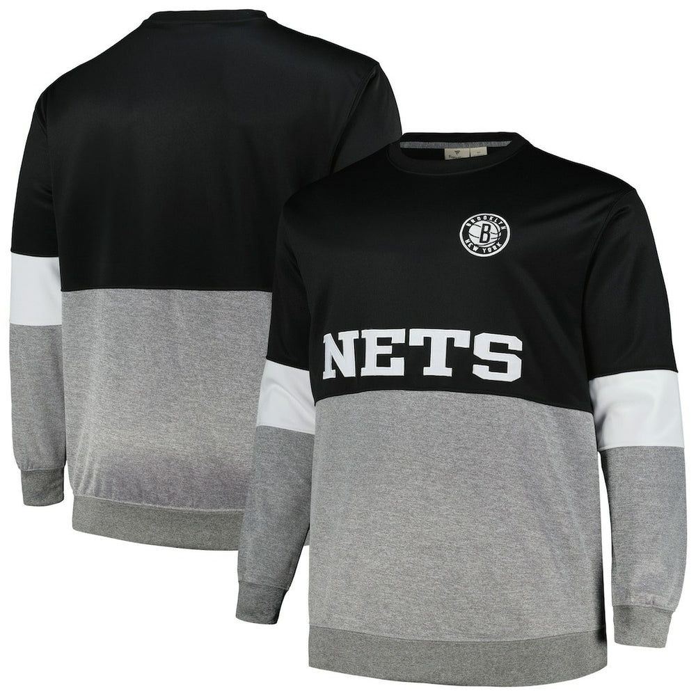 Fanatics - Brooklyn Nets Big & Tall Split Pullover Sweatshirt - Black/Heather Gray
