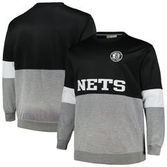 Fanatics - Brooklyn Nets Big & Tall Split Pullover Sweatshirt - Black/Heather Gray