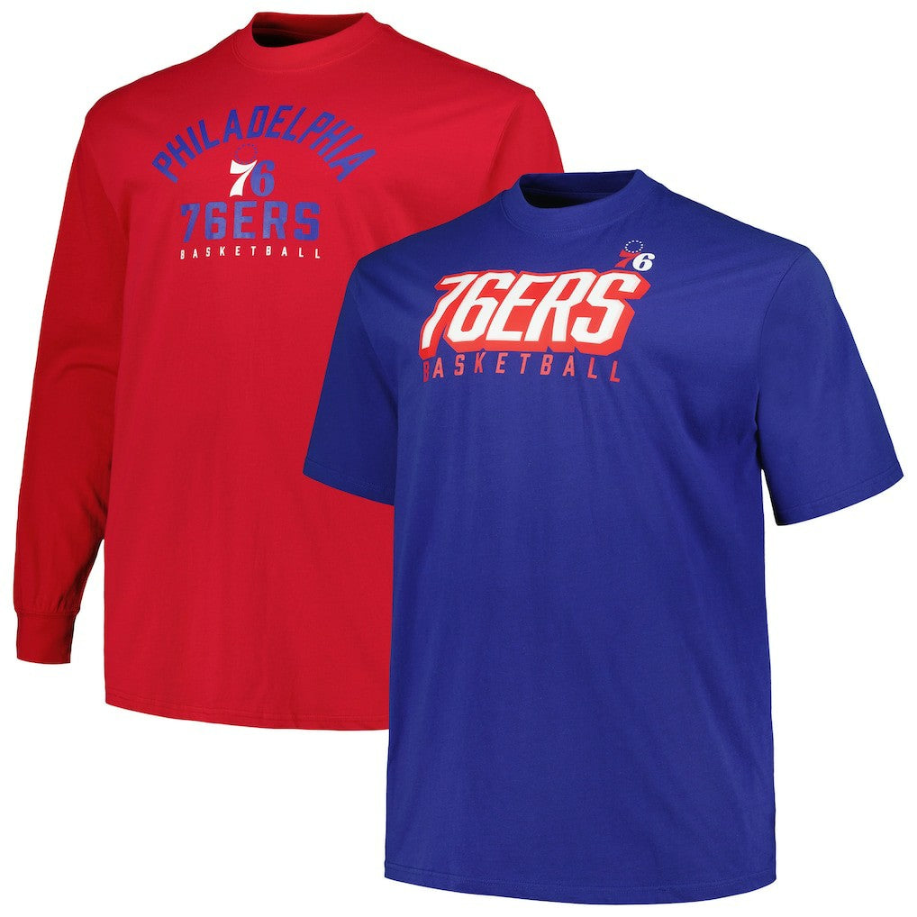 Fanatics - Philadelphia 76ers Big & Tall Short Sleeve & Long Sleeve T-Shirt Set - Royal/Red