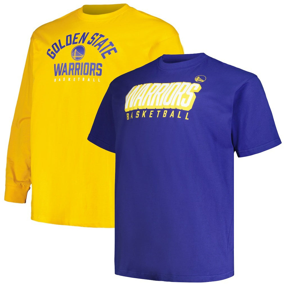 Fanatics - Golden State Warriors Big & Tall Short Sleeve & Long Sleeve T-Shirt Set - Royal/Gold