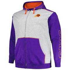 Fanatics - Phoenix Suns Big & Tall Contrast Pieced Stitched Full-Zip Hoodie - Purple/Heather Gray