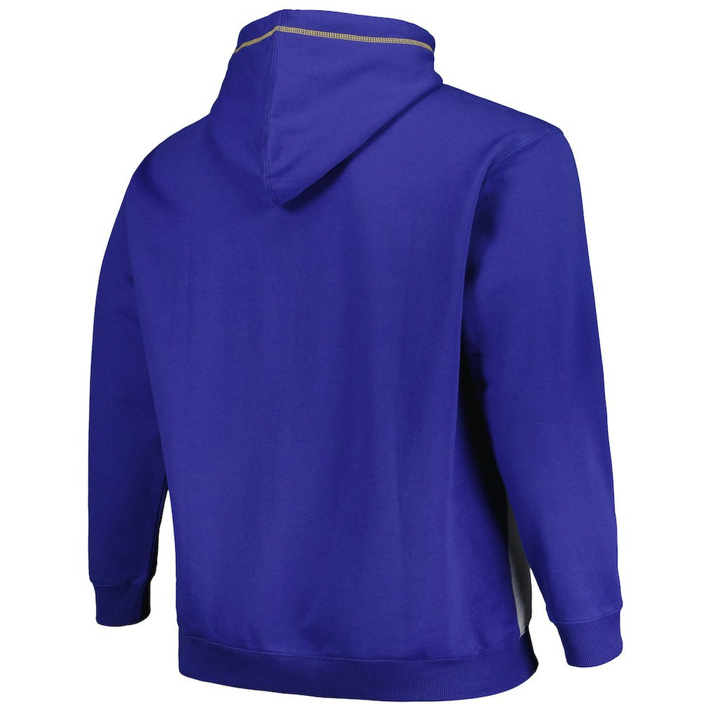 Fanatics - Golden State Warriors Big & Tall Contrast Pieced Stitched Full-Zip Hoodie - Royal/Heather Gray