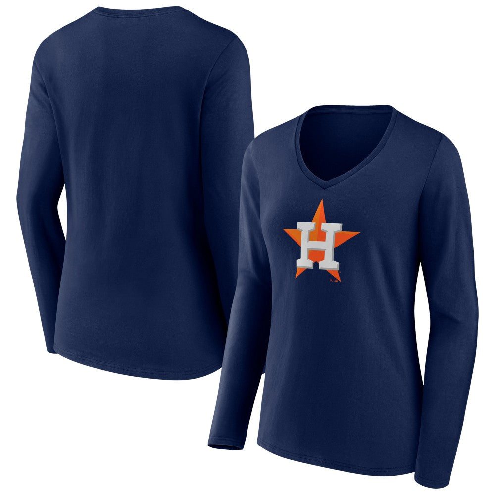 Houston Astros Fanatics Women's Official Logo V-Neck Long Sleeve T-Shirt Online