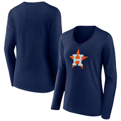 Houston Astros Fanatics Women's Official Logo V-Neck Long Sleeve T-Shirt Online