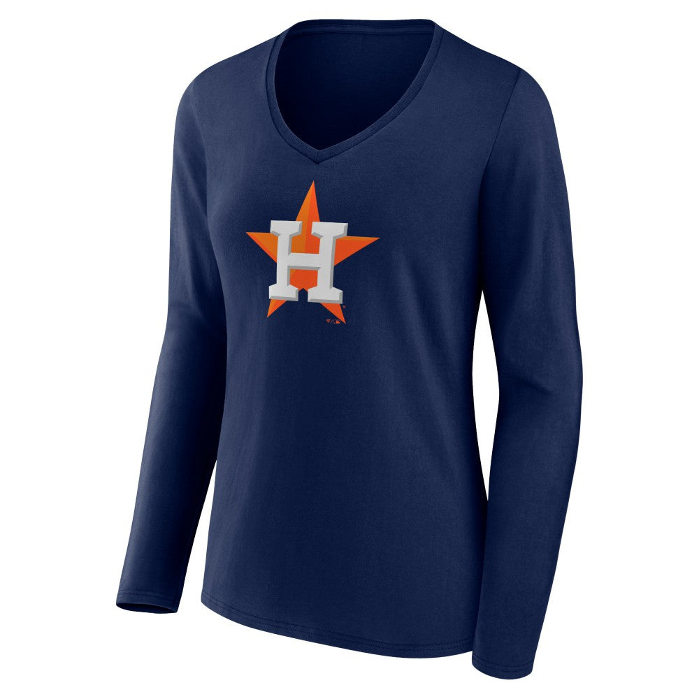 Houston Astros Fanatics Women's Official Logo V-Neck Long Sleeve T-Shirt Online