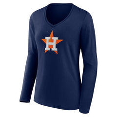 Houston Astros Fanatics Women's Official Logo V-Neck Long Sleeve T-Shirt Online