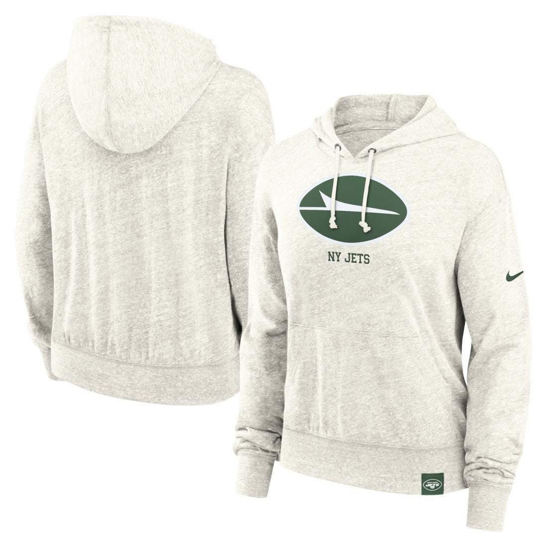 New York Jets Women's Gym Vintage Logo Pullover Hoodie Cream - Nike