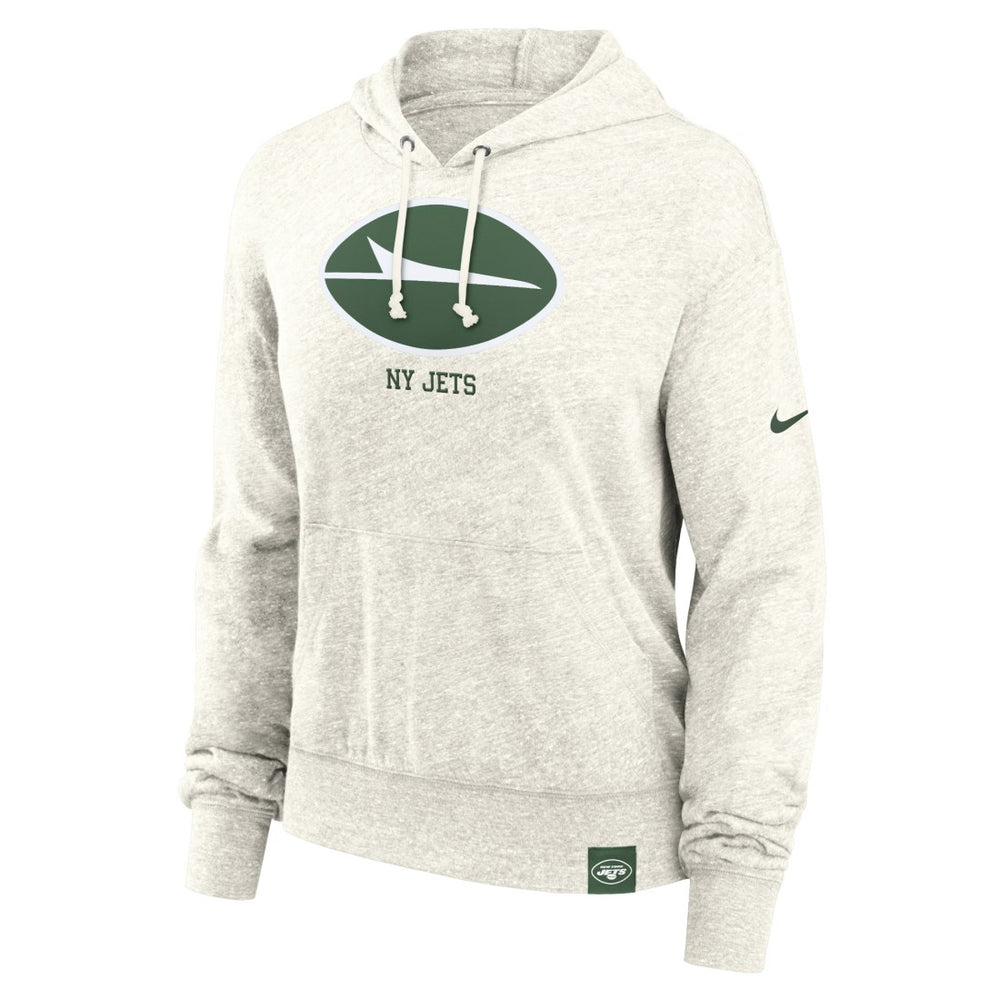 New York Jets Women's Gym Vintage Logo Pullover Hoodie Cream - Nike