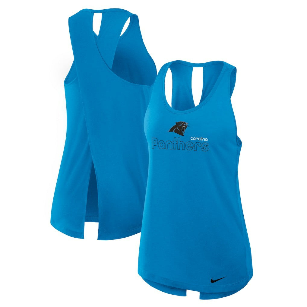 Carolina Panthers Women's Open-Back Crisscross Dri-FIT Tank Top Blue - Nike