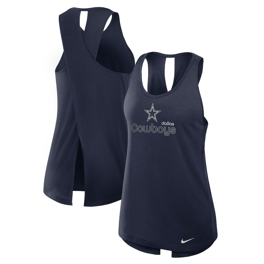 Dallas Cowboys Women's Open-Back Crisscross Dri-FIT Tank Top Navy - Nike