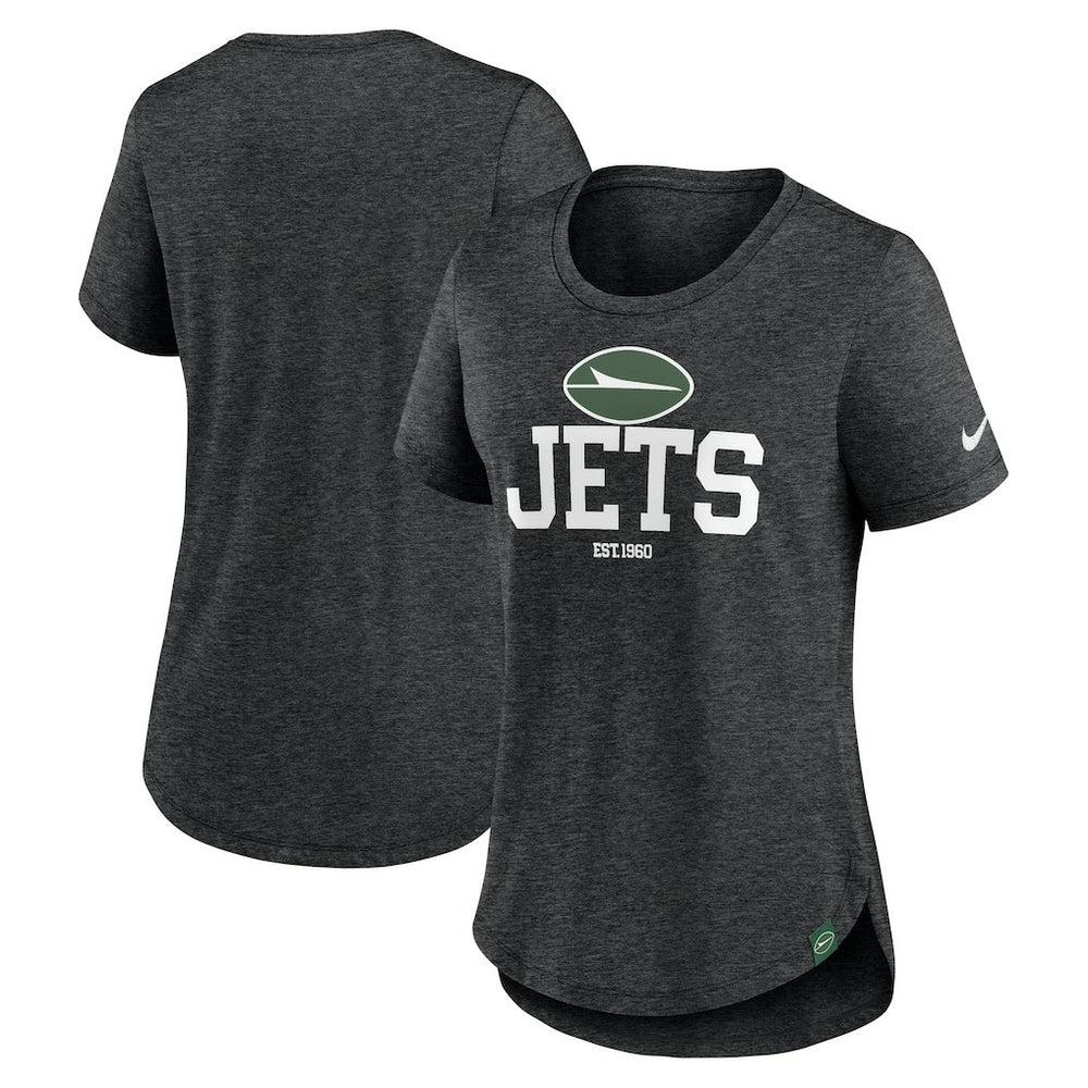 New York Jets Women's Fashion Tri-Blend T-Shirt Heather Black - Nike
