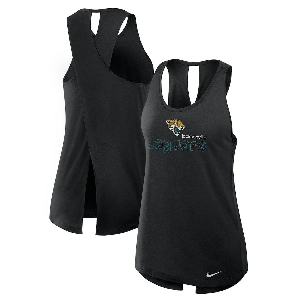 Jacksonville Jaguars Women's Open-Back Crisscross Dri-FIT Tank Top Black - Nike