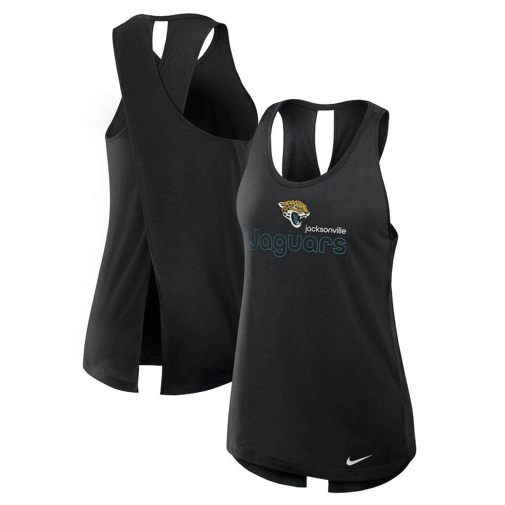Jacksonville Jaguars Women's Open-Back Crisscross Dri-FIT Tank Top Black - Nike