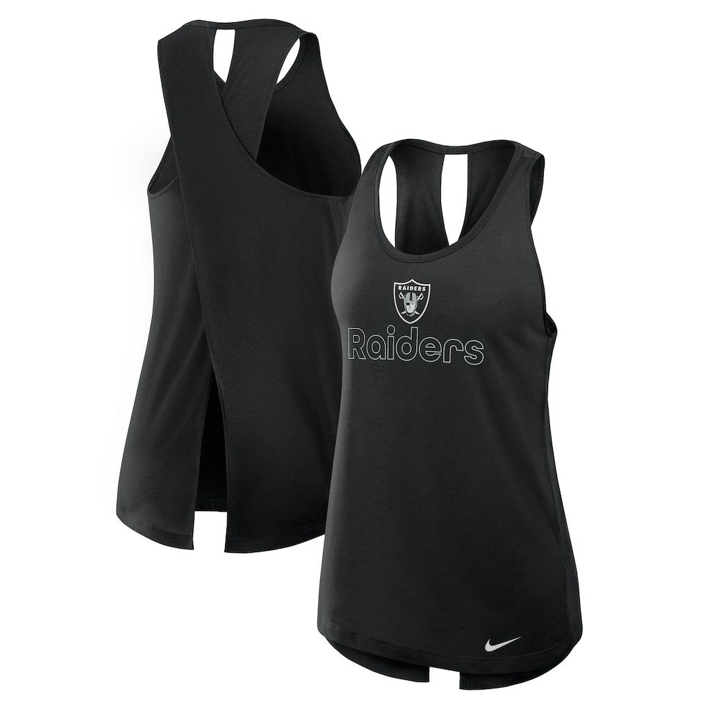 Las Vegas Raiders Women's Open-Back Crisscross Dri-FIT Tank Top Black - Nike
