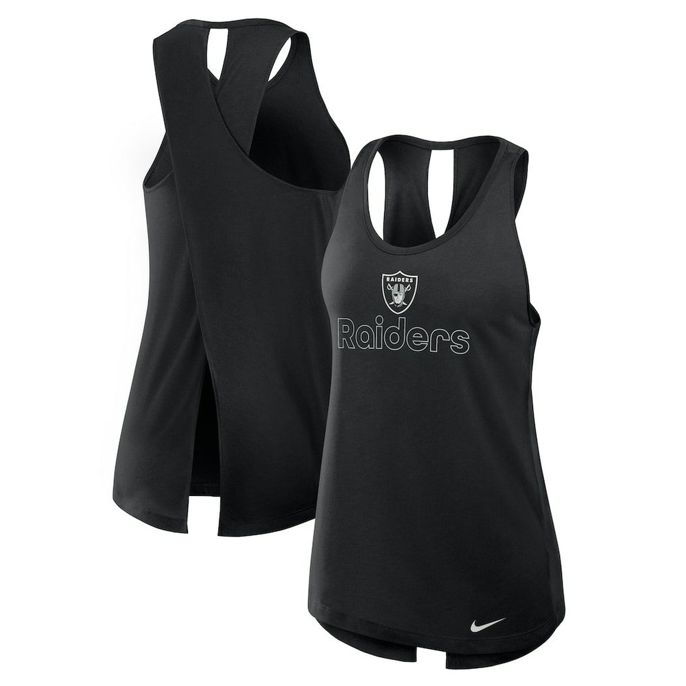 Las Vegas Raiders Women's Open-Back Crisscross Dri-FIT Tank Top Black - Nike