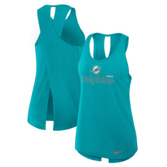 Miami Dolphins Women's Open-Back Crisscross Dri-FIT Tank Top Aqua - Nike