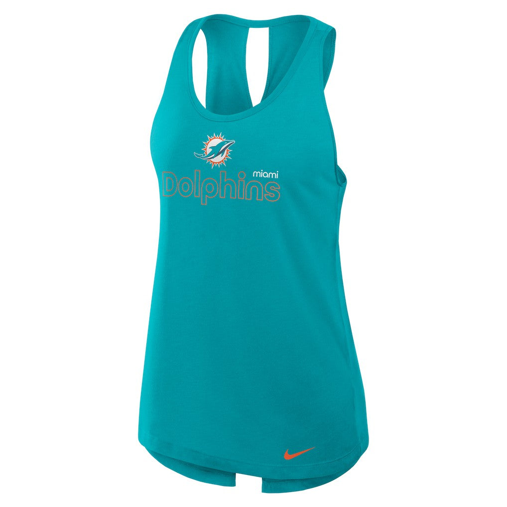 Miami Dolphins Women's Open-Back Crisscross Dri-FIT Tank Top Aqua - Nike