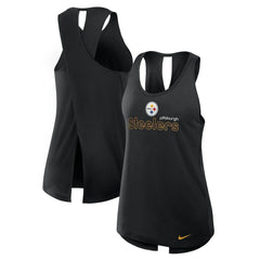 Pittsburgh Steelers Women's Open-Back Crisscross Dri-FIT Tank Top Black - Nike