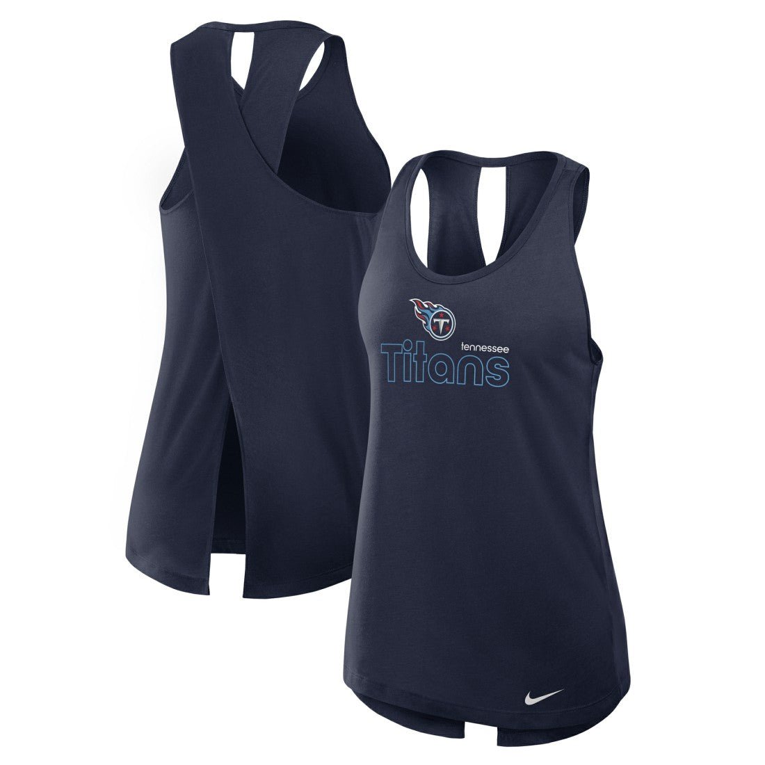 Tennessee Titans Women's Open-Back Crisscross Dri-FIT Tank Top Navy - Nike