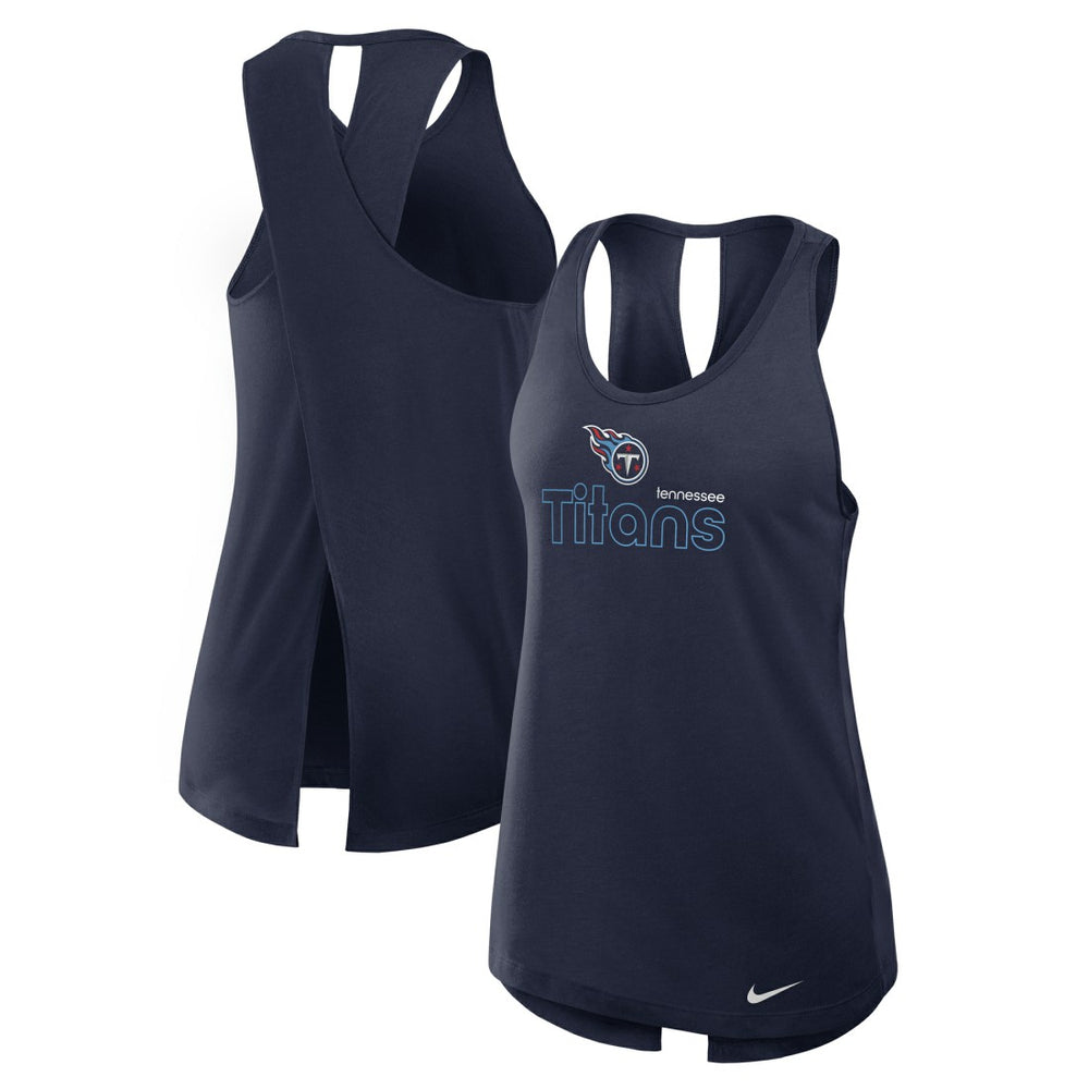 Tennessee Titans Women's Open-Back Crisscross Dri-FIT Tank Top Navy - Nike