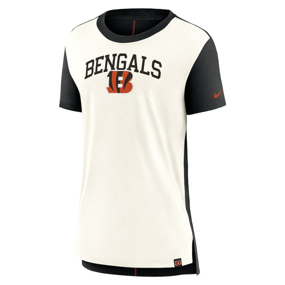 Cincinnati Bengals Women's Wordmark Tri-Blend T-Shirt Cream/Black - Nike