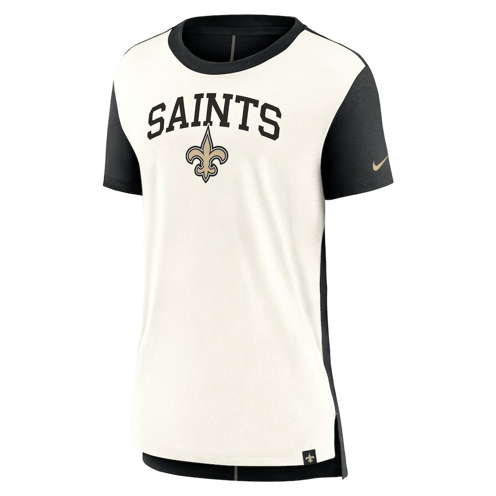 New Orleans Saints Women's Wordmark Tri-Blend T-Shirt Cream/Black - Nike