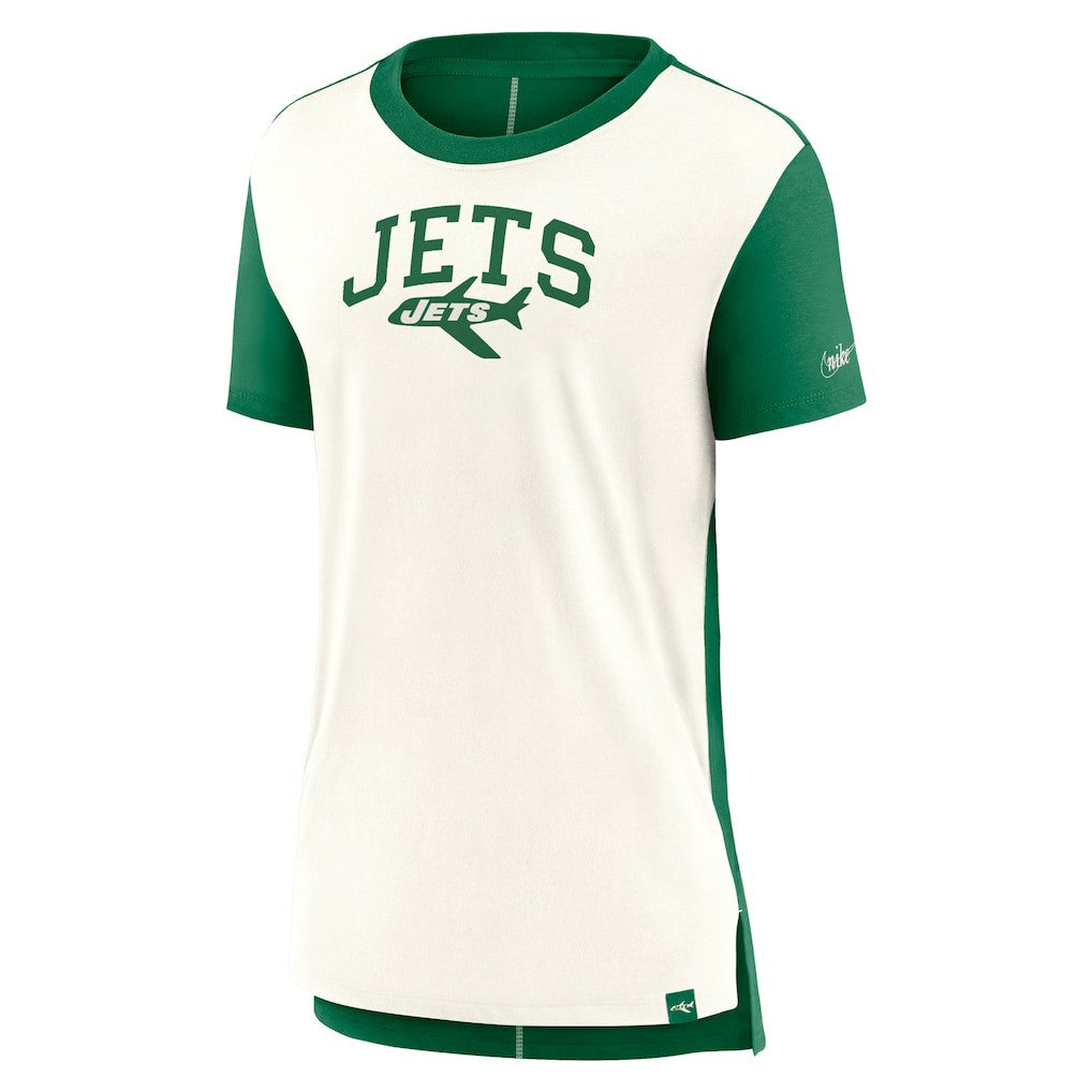 New York Jets Women's Wordmark Tri-Blend T-Shirt Cream/Kelly Green - Nike