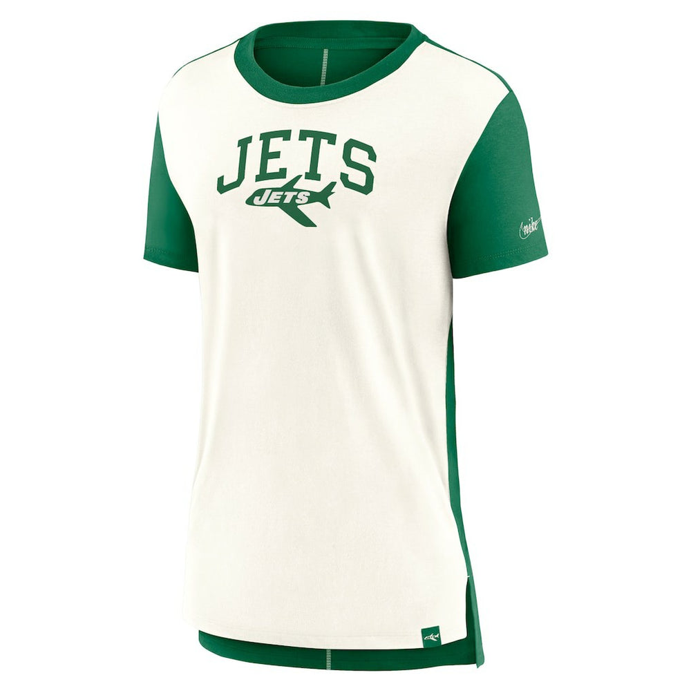 New York Jets Women's Wordmark Tri-Blend T-Shirt Cream/Kelly Green - Nike