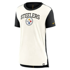 Pittsburgh Steelers Women's Wordmark Tri-Blend T-Shirt Cream/Black - Nike
