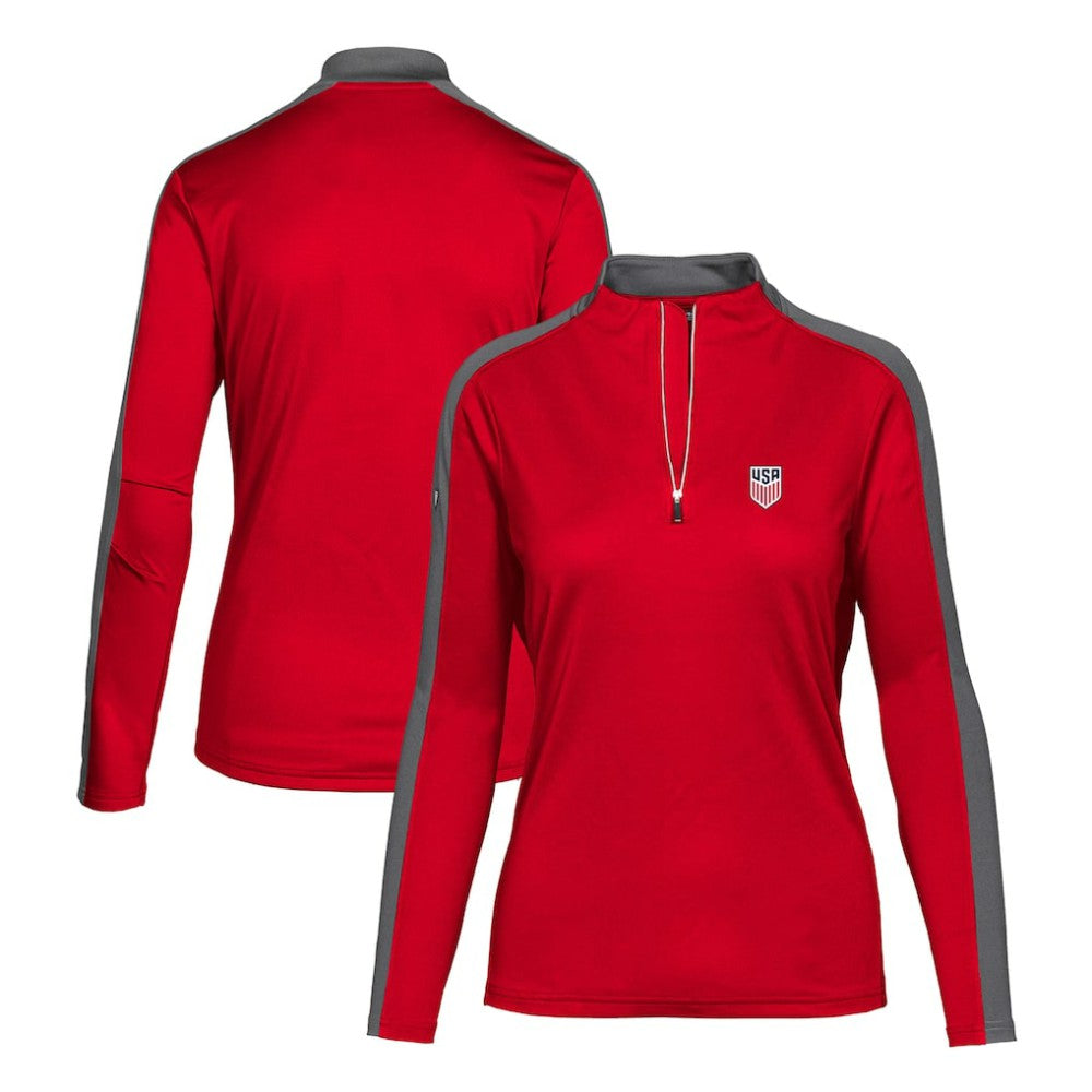 USMNT Levelwear Women's Quarter-Zip Pullover Top - Red