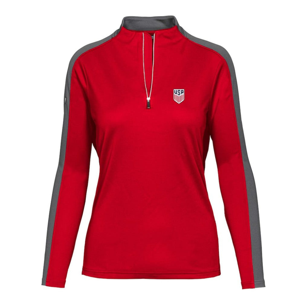 USMNT Levelwear Women's Quarter-Zip Pullover Top - Red