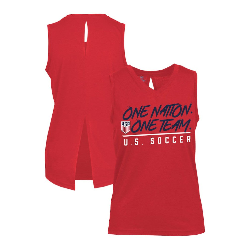 USMNT Levelwear Women's Paisley Chase V-Neck Tank Top - Red