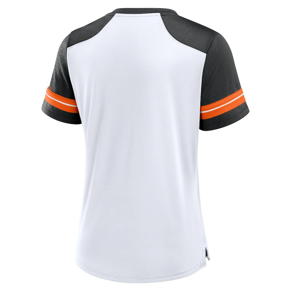 Cincinnati Bengals Women's Foiled Primary Lace-Up T-Shirt White/Black - Fanatics