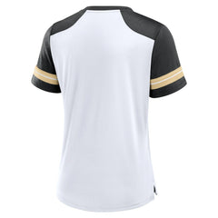 New Orleans Saints Women's Foiled Primary Lace-Up T-Shirt White/Black - Fanatics