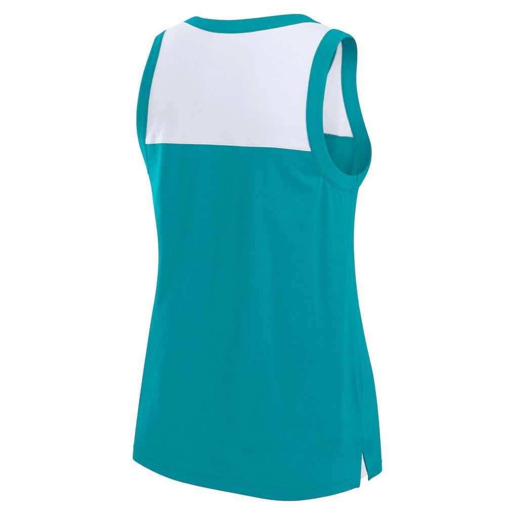 Miami Dolphins Women's Sequin Tank Top Aqua - Fanatics