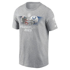 New England Patriots vs. Indianapolis Colts 2023 Frankfurt Game Essential T-Shirt Heather Gray - Nike