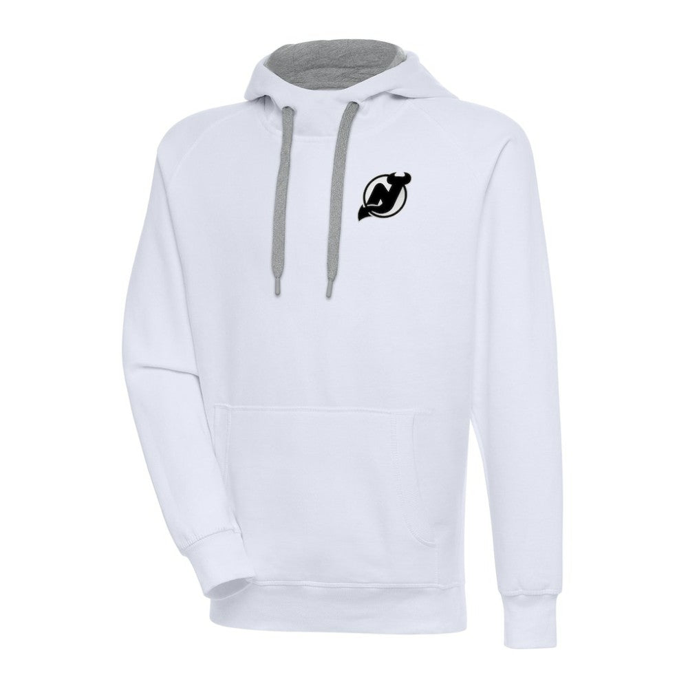 New Jersey Devils - Antigua Metallic Logo Victory Pullover Hoodie White