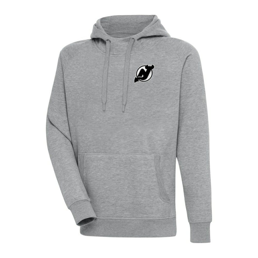 New Jersey Devils - Antigua Metallic Logo Victory Pullover Hoodie Heather Gray