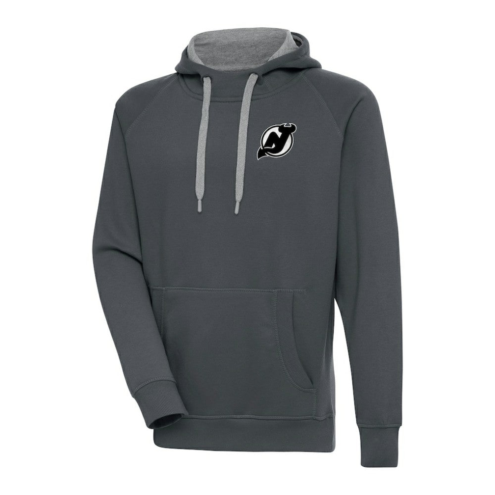 New Jersey Devils - Antigua Metallic Logo Victory Pullover Hoodie Charcoal