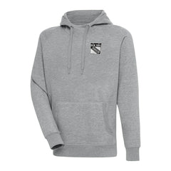 New York Rangers Antigua Metallic Logo Victory Pullover Hoodie Heather Gray