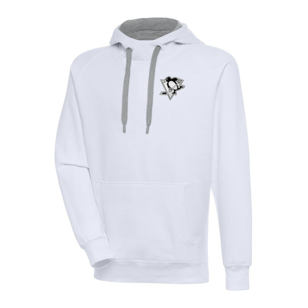 Pittsburgh Penguins Antigua Metallic Logo Victory Pullover Hoodie White