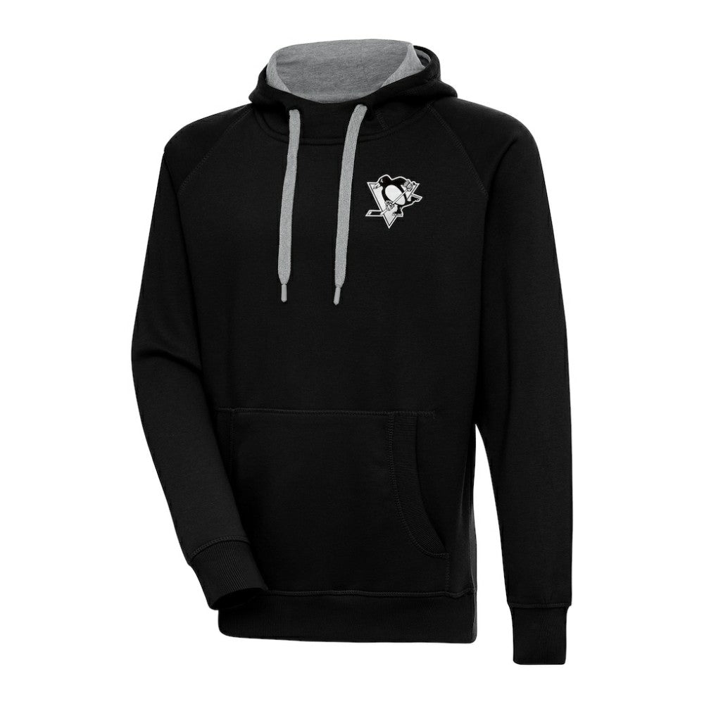 Pittsburgh Penguins Antigua Metallic Logo Victory Pullover Hoodie Black