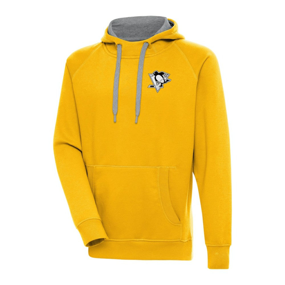 Pittsburgh Penguins Antigua Metallic Logo Victory Pullover Hoodie Gold