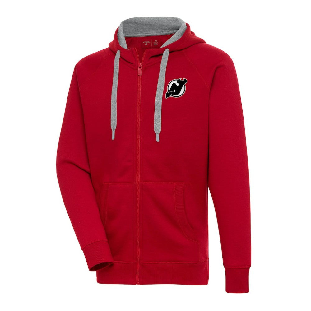 New Jersey Devils - Antigua Metallic Logo Victory Full-Zip Hoodie Red