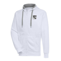 New York Rangers Antigua Metallic Logo Victory Full-Zip Hoodie White